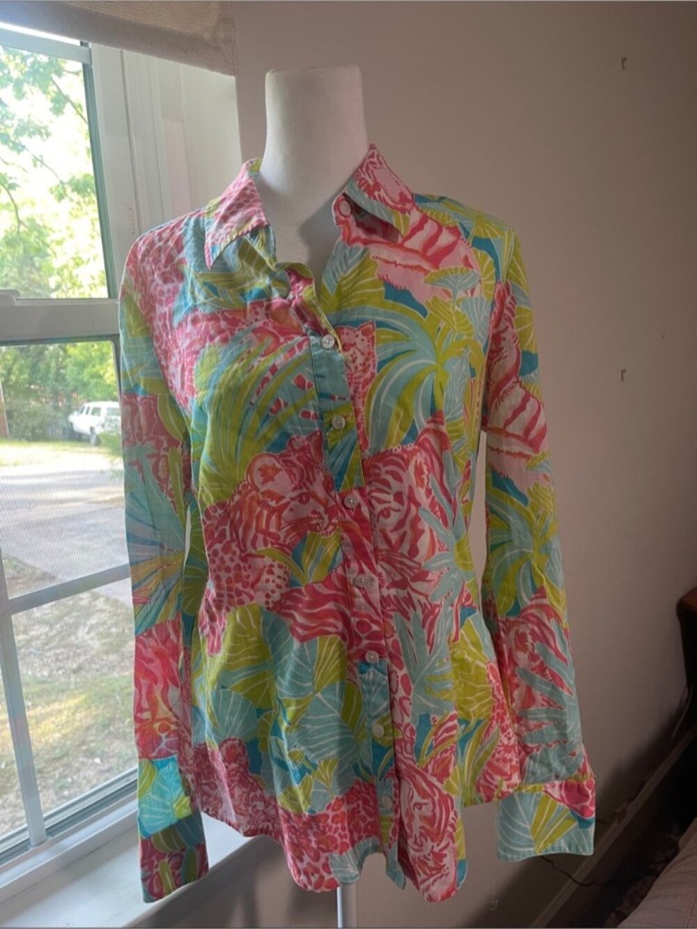 Lilly Pulitzer Multicolor Tropical Tiger Print Button-Up Blouse